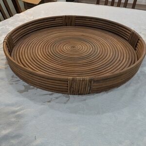Large Bamboo Round Serving Tray/Centerpiece